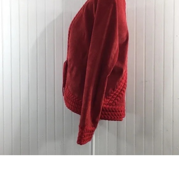 Cold Water Creek Red 100% Genuine Suede Leather Blazer Jacket Size Medium Unworn - Picture 4 of 11